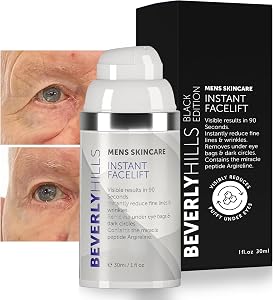 Beverly Hills Mens Instant Facelift and Eye Serum Treatment for Dark Circles, Puffy Eyes,