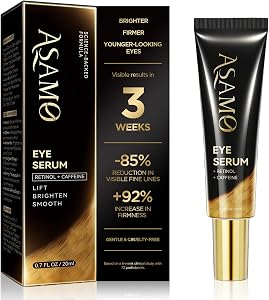 ASAMO Retinol & Vegan Collagen Eye Serum - Rapid Reduction Serum for Bags, Dark Circle