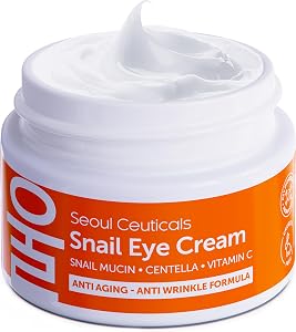SeoulCeuticals Korean Snail Mucin Eye Cream - 97.5% Snail Filtrate K Beauty Anti Aging Und
